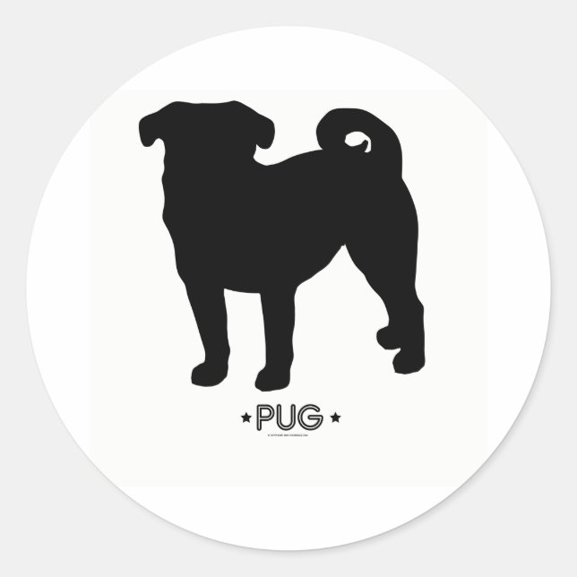 Adesivo Redondo Pug Sticker (Frente)