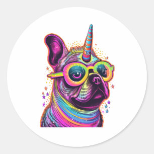 Adesivo Redondo Pug Unicorn Horn Pugicorn Pug Owner Pug Lover