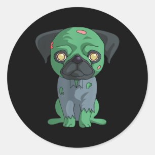 Adesivo Redondo Pug Zumbi