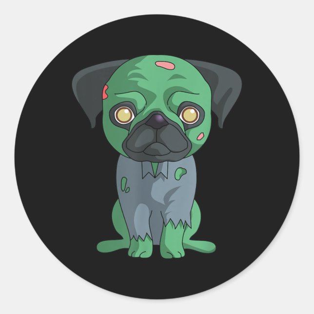 Adesivo Redondo Pug Zumbi (Frente)