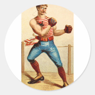 Adesivo Redondo Pugilista antiquado que encaixota 1800's