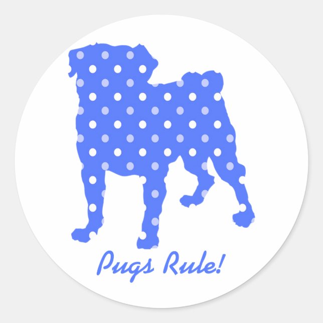 Adesivo Redondo Pugs Bolinhas Pug Stickers - Pug Rescut (Frente)