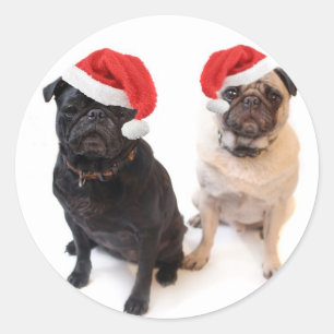 Adesivo Redondo pugs do Natal