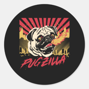 Adesivo Redondo Pugzilla Pug Dog Pug Sweet Pug Pug
