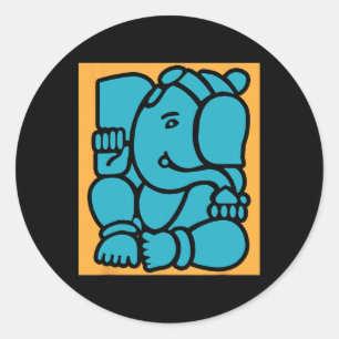 Adesivo Redondo Puja Hindu Ganesha Elefante Deus Ioga Meditação Mi