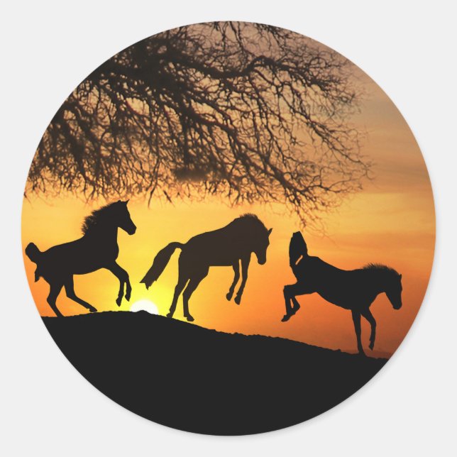 Adesivo Redondo Pulando Para Joy Cute Horse Stickers (Frente)