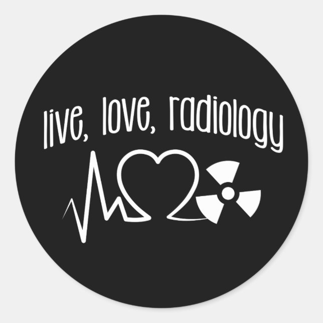 Adesivo Redondo Pulsação de Raio X por Radiologia do Amor ao Vivo (Frente)