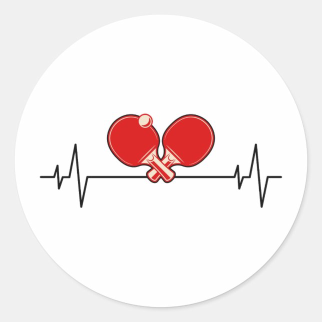 Adesivo Redondo Pulsação do Tênis do Ping Pong Player (Frente)