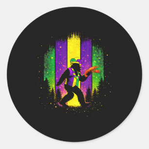 Adesivo Redondo Pulseira Mardi Gras Pé Grande Sasquatch Retro Home