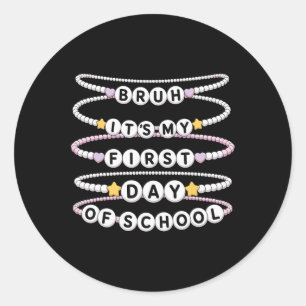 Adesivo Redondo Pulseiras de Boas-Vindas de Volta à Escola Primeir