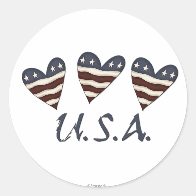 Adesivo Redondo Pulseiras do Coração USA Stickers (Frente)
