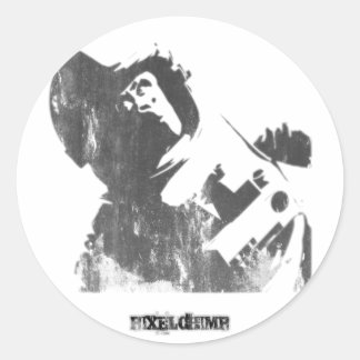 Adesivo Redondo Pulverização do Macaco no Espaço Stencil