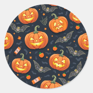 Adesivo Redondo Pumkin Sticker do Halloween