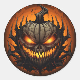 Adesivo Redondo Pumpkin assustador do Halloween