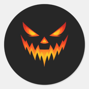 Adesivo Redondo Pumpkin Assustador Jack O Lanterna Face Halloween