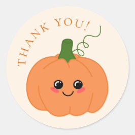Adesivo Redondo Pumpkin Bonito Pessegueiro E Laranja Obrigado