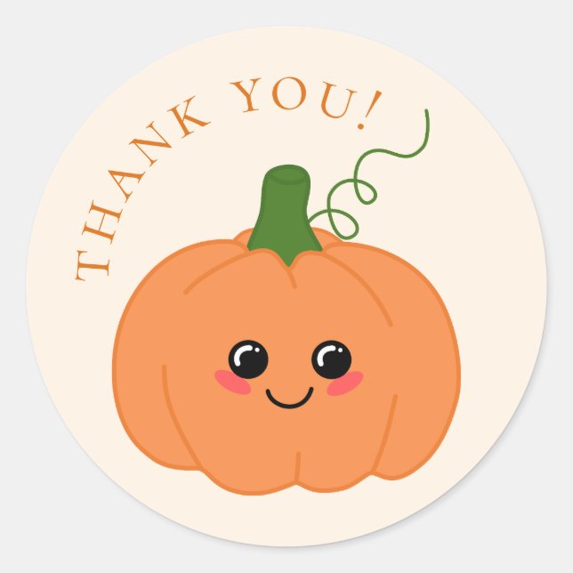 Adesivo Redondo Pumpkin Bonito Pessegueiro E Laranja Obrigado (Frente)