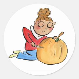 Adesivo Redondo Pumpkin Carving