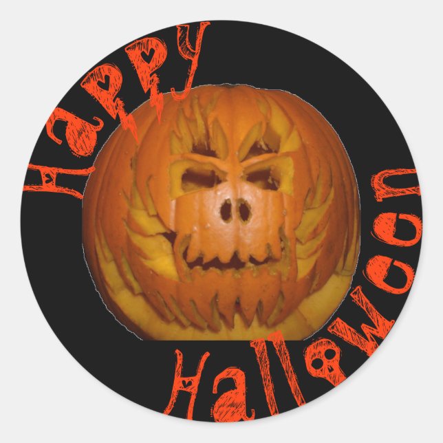Adesivo Redondo Pumpkin, Crânio Flor (Frente)