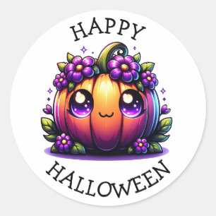Adesivo Redondo Pumpkin Cute Chibi Halloween