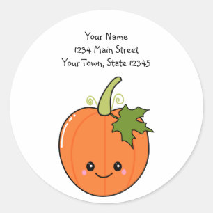 Adesivo Redondo Pumpkin Cute Kawaii