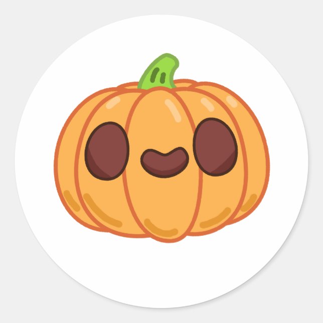 Adesivo Redondo Pumpkin Cute Kawaii Halloween (Frente)