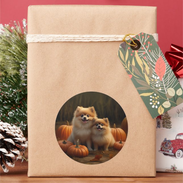 Adesivo Redondo Pumpkin de Apelido de outono Pomerânia (Feriado)