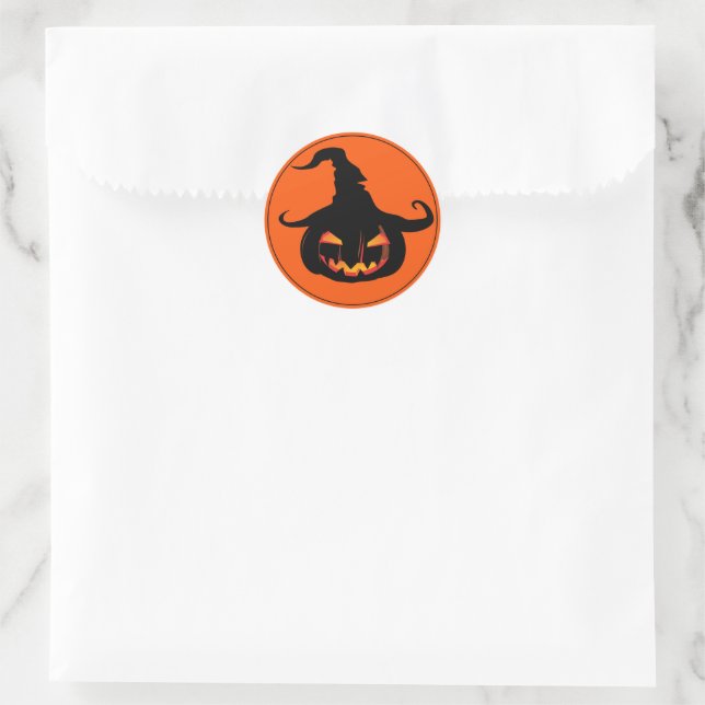Adesivo Redondo Pumpkin de Bruxas-Stickers (Bolsa)