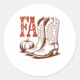 Adesivo Redondo Pumpkin de Cowgirl do outono