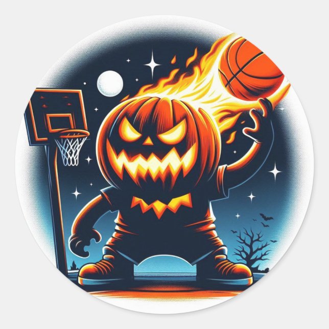 Adesivo Redondo Pumpkin de Fiery Basbol: Esportes Noturnos de Hall (Frente)