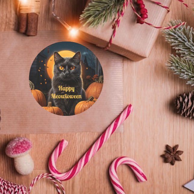 Adesivo Redondo Pumpkin de Gato Feliz (Criador carregado)