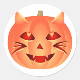 Adesivo Redondo Pumpkin de Gato Halloween