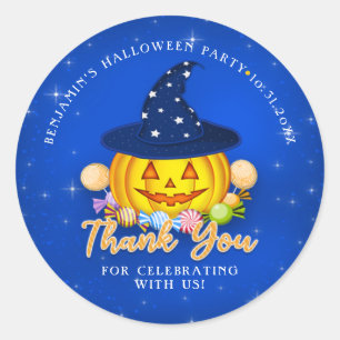 Adesivo Redondo Pumpkin de Halloween Azul Sparkasse Obrigado