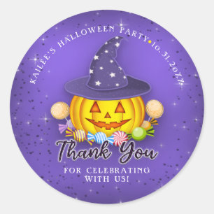 Adesivo Redondo Pumpkin de Halloween Puro e Esparso Obrigado