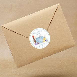 Adesivo Redondo Pumpkin de Pastel de Aquarelas, outono