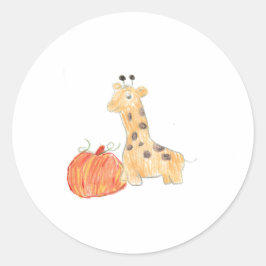 Adesivo Redondo Pumpkin de Queda com Girafa