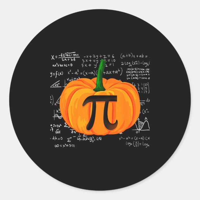 Adesivo Redondo Pumpkin E Math Funny Halloween Thanksgiving Day  (Frente)