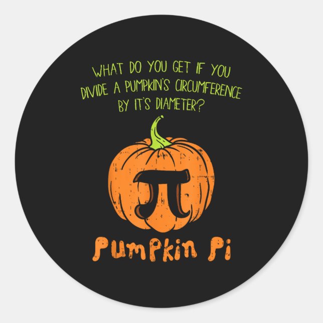 Adesivo Redondo Pumpkin E Math Shirt Funny Halloween Thanksgiving  (Frente)