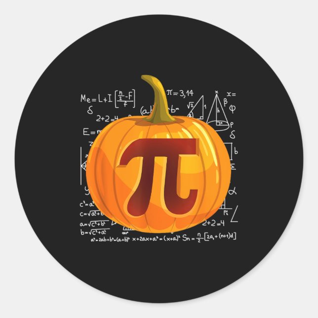 Adesivo Redondo Pumpkin E Math Shirt Funny Halloween Thanksgiving  (Frente)