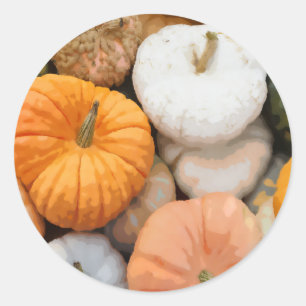 Adesivo Redondo Pumpkin e pintura de outono de Heirloom