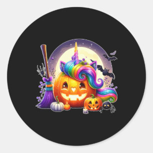 Adesivo Redondo Pumpkin Esculpido Como Unicórnio Face Corresponden
