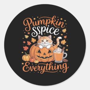Adesivo Redondo Pumpkin Especiaria Tudo Gato Fala De Outono Fal De