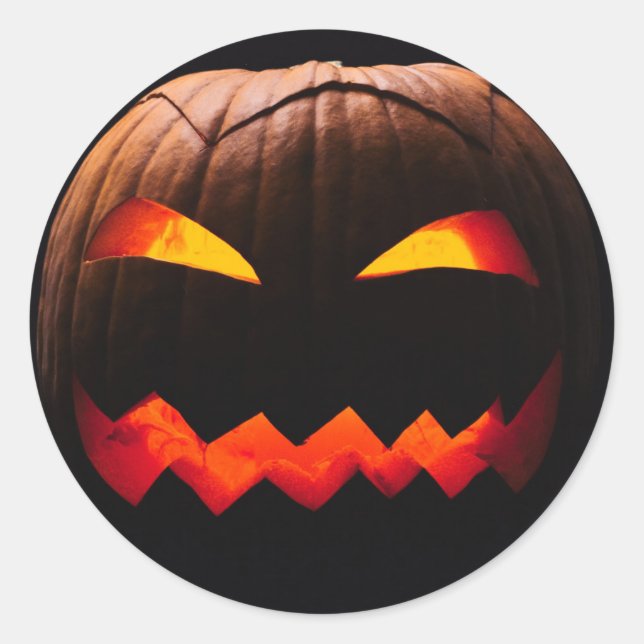 Adesivo Redondo Pumpkin Face Halloween (Frente)