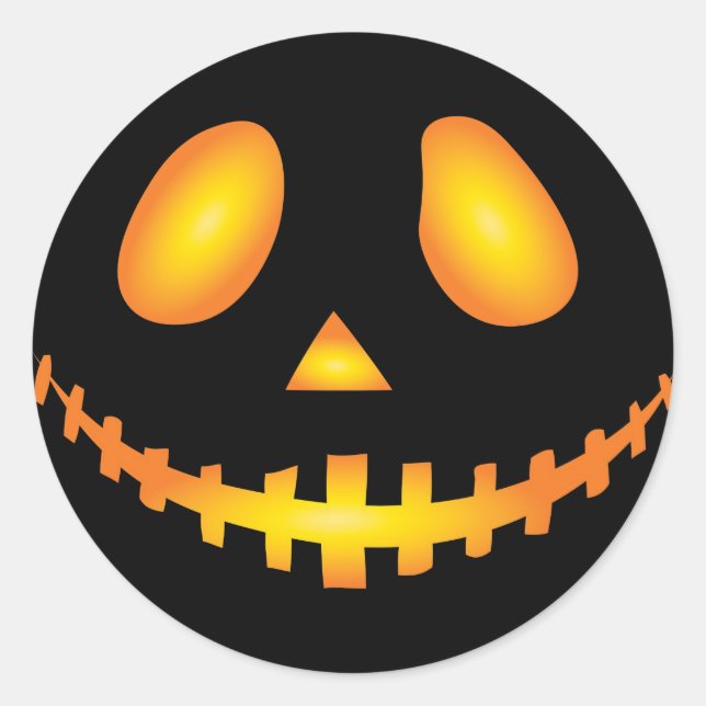 Adesivo Redondo Pumpkin Face Halloween Jack O Lantern Spooky (Frente)