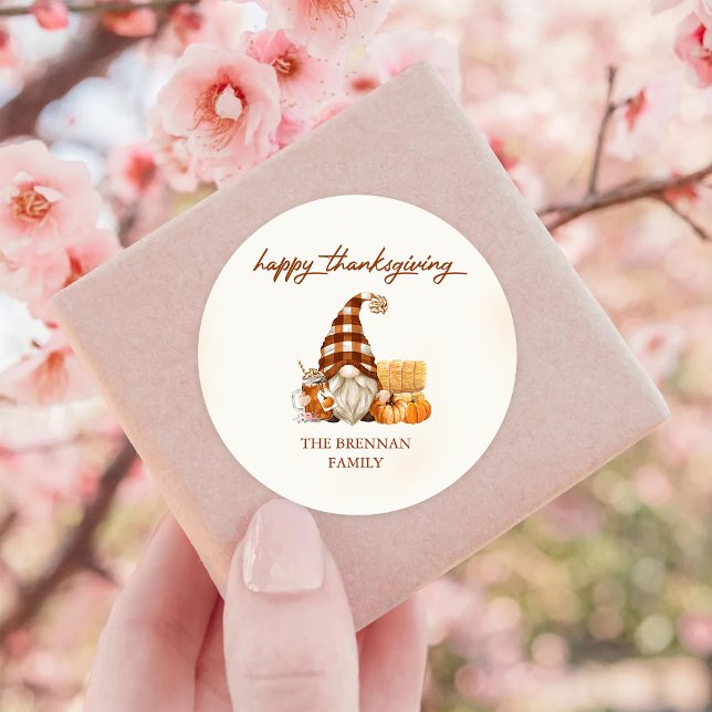 Adesivo Redondo Pumpkin Fall Gnomos Ação de Graças (Criador carregado)