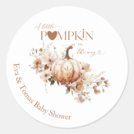 Adesivo Redondo Pumpkin & Flower Boho Fall Chá de fraldas