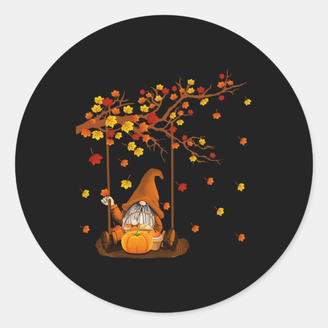 Adesivo Redondo Pumpkin Gnomos Queda do outono Cute Halloween Than (Frente)