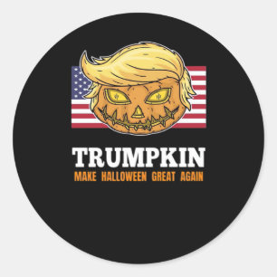 Adesivo Redondo Pumpkin Halloween Pumpkin Com Bandeira Design