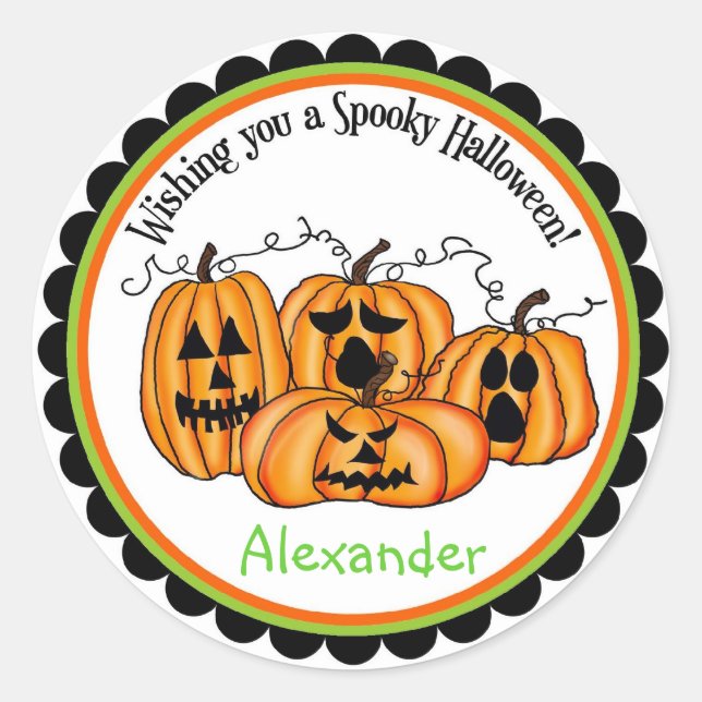 Adesivo Redondo Pumpkin Halloween Trek Stickers (Frente)
