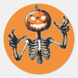 Adesivo Redondo Pumpkin Head Halloween Sticker
